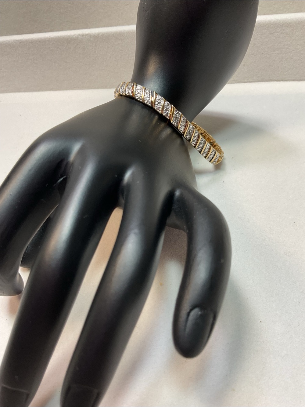 Gold and Silver Crystal Hinged Bangle Bracelet - Women Jewelry